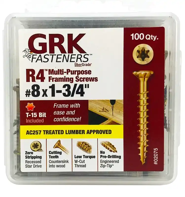 GRK Fasteners No. 8 X 1-3/4 In. L Star Climatek W-Cut Multi-Purpose Screws 100 Pk