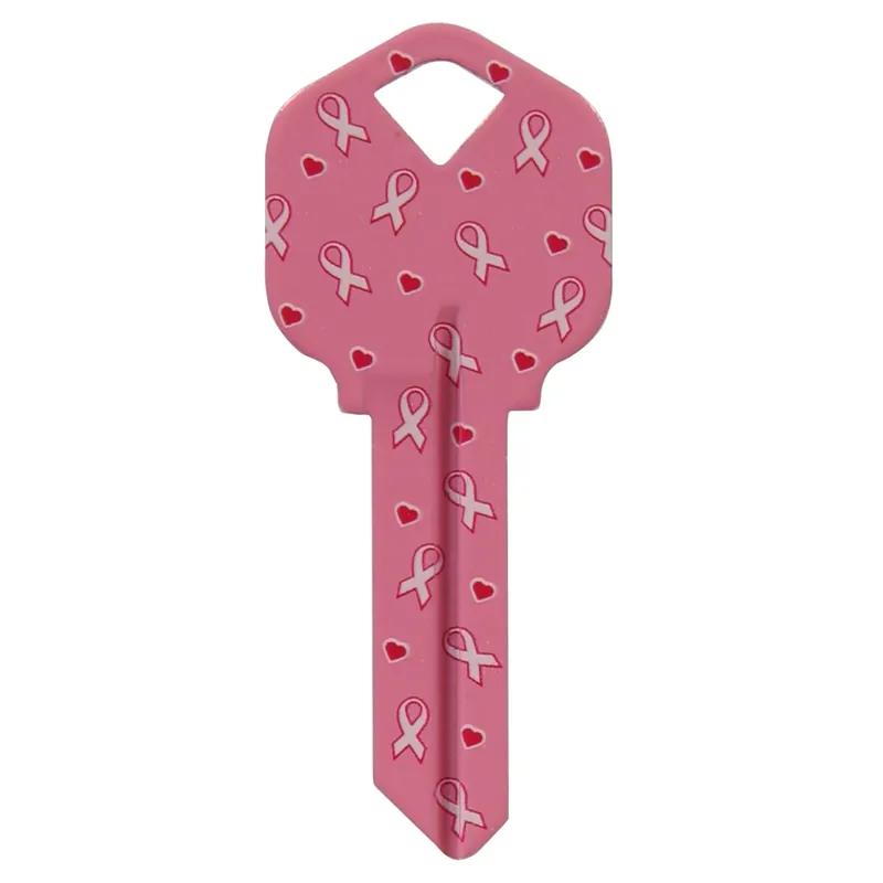 HILLMAN Breast Cancer Awareness Pink Ribbon House/Office Key Blank Single For Universal