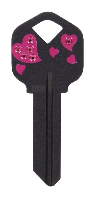 HILLMAN DIVA Hearts House/Office Universal Key Blank Single Black