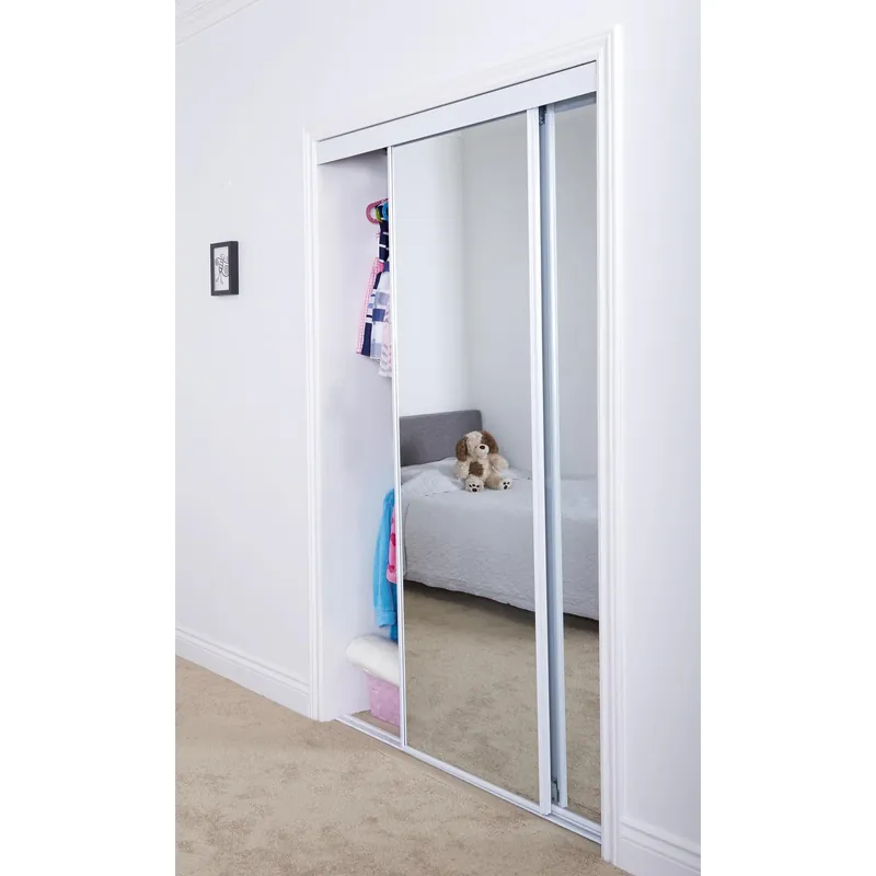 80 In. H X 60 In. L Mirrored Bypass Sliding Door With Safety Shield Backing