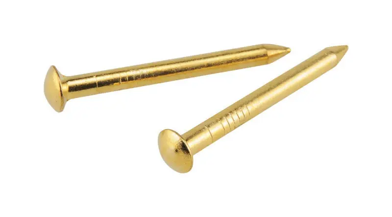 HILLMAN OOK Brass-Plated Brick Picture Hanging Nails 20 Lb 10 Pk