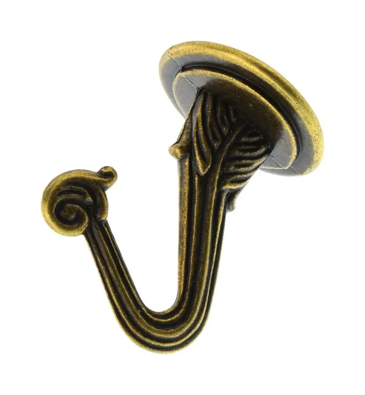 HILLMAN OOK Medium Antique Brass Gold Steel 1-1/2 In. L Swag Hook 30 Lb 2 Pk