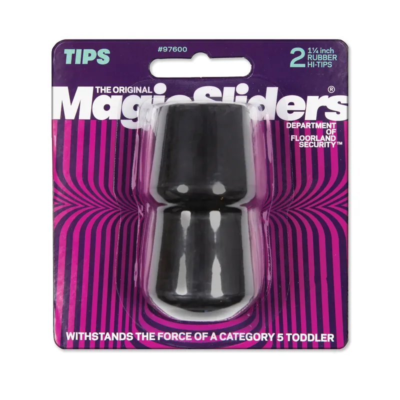 Magic Sliders Rubber Leg Tip Black Round 1-1/4 In. W 2 Pk