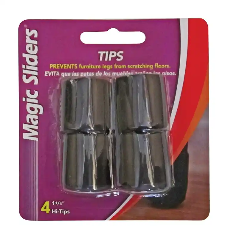 Magic Sliders Vinyl Leg Tip Black Round 1-1/8 In. W 4 Pk