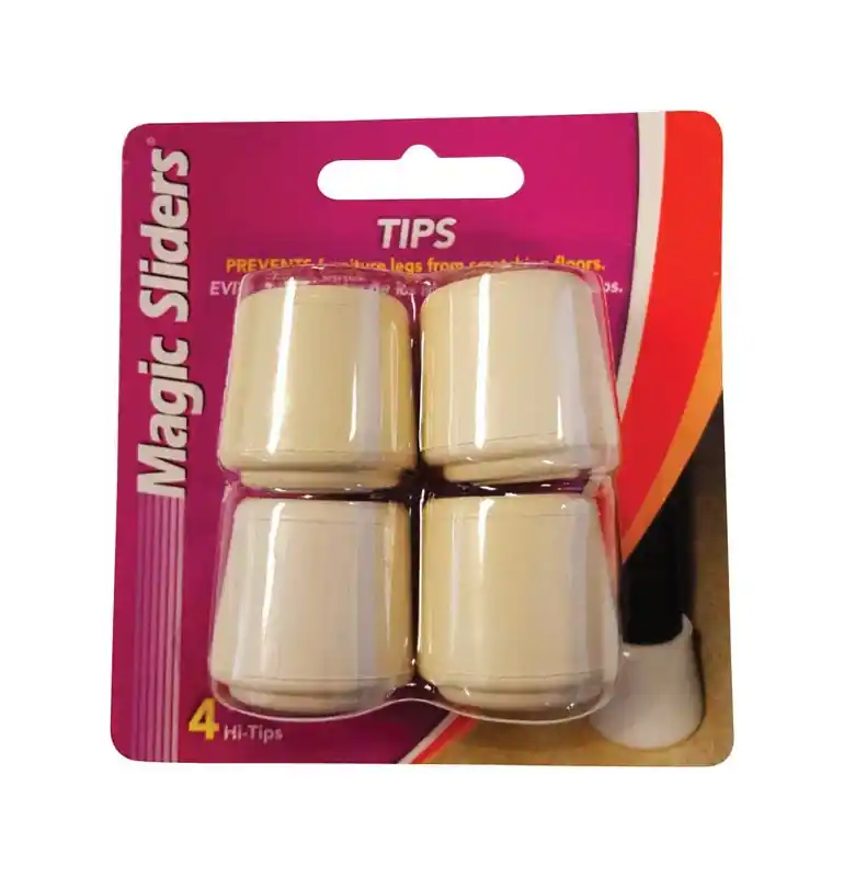Magic Sliders Rubber Leg Tip White Round 1-1/8 In. W 4 Pk