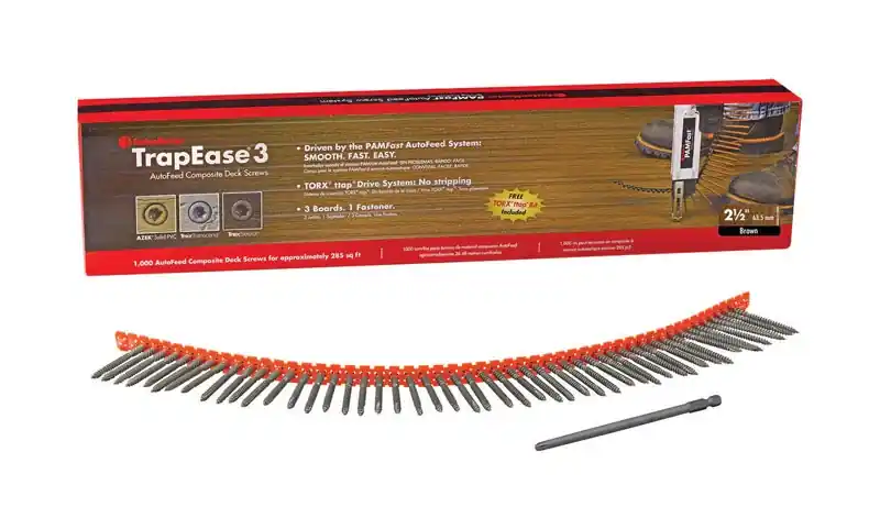 FastenMaster TrapEase No. 20 X 2-1/2 In. L Dk Brown Torx Ttap Star Head Collated Deck Screws 1000 Pk