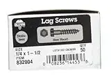 Stainless Steel Lag Screws 1/4" X 1-1/2" Coarse Hex Head - 50 Count