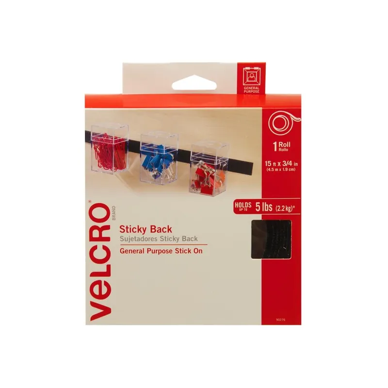 Velcro 15 Ft. X 0.75 In. Black Sticky Back Roll Fastener Tape