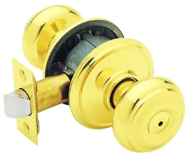 Georgian Privacy Lockset, Bright Brass