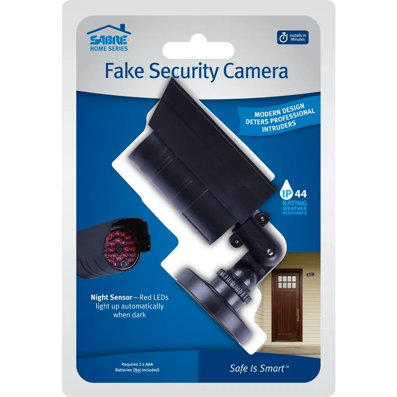 Black Plastic Fake Security Camera With Night Sensor - Model Hs-fscr-b