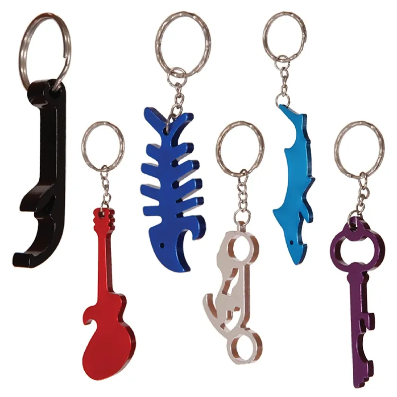 1 In. Diameter Steel Assorted Bottle Opener Keychain - Multi-color Designs