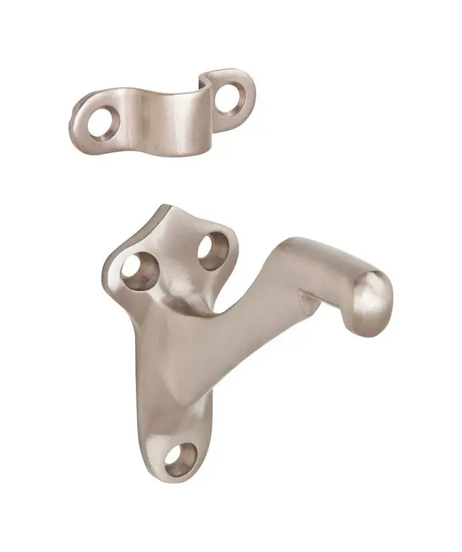 Brass Handrail Bracket 2-3/4 In Base To Center Of Rail Satin Nickel