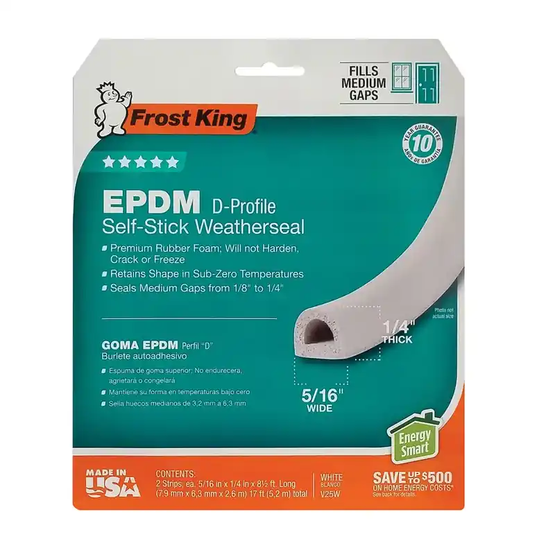 Frost King White EPDM Rubber Foam Weather Seal For Doors And Windows 17 Ft. L X 0.25 In.