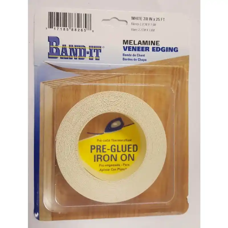 White Melamine Iron-on Edgebanding, 7/8 X 25 Ft.