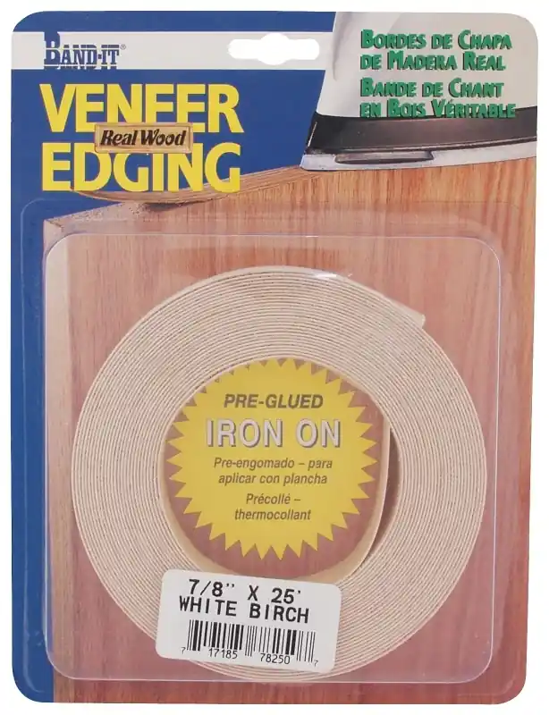 White Birch Real Wood Veneer Iron-on Edgebanding, 7/8 In. X 25 Ft.