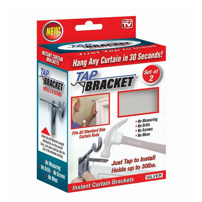 TAP BRACKET As Seen On TV Silver Steel Curtain Bracket 30 Lb
