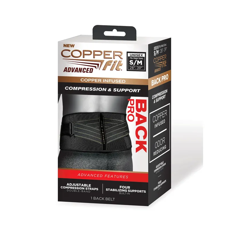 Copper Fit Black Compression Back Support Belt 1 Pk