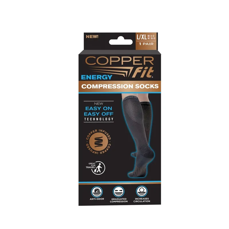 Copper Fit Energy Black Compression Socks 1 Pk