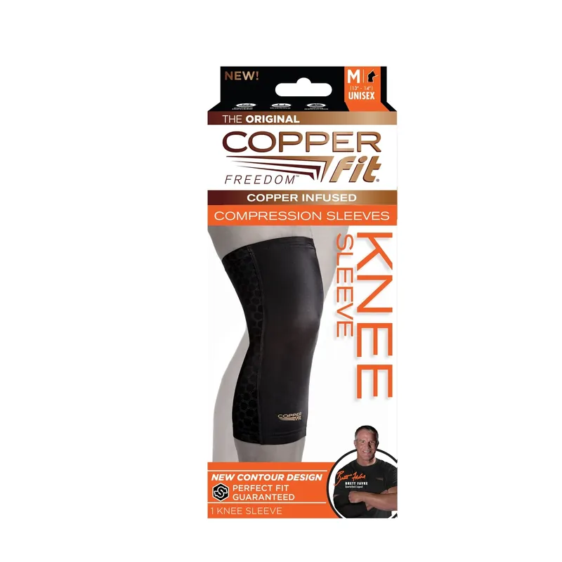 Copper Fit Freedom Black Contour Compression Knee Sleeve 1 Pk