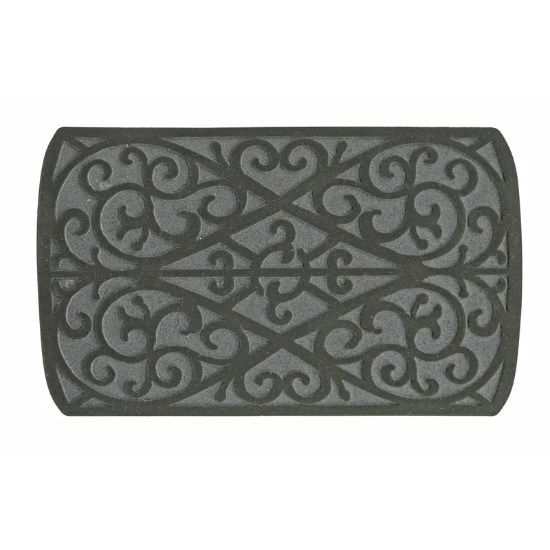 Heavy-duty Rubber Doormat, Scroll Design, Gray, 18 X 30 In.