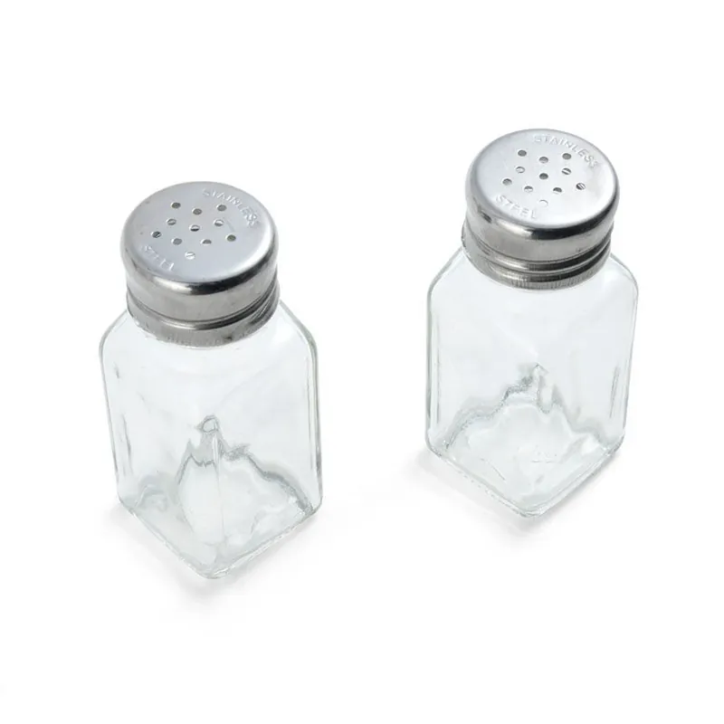 Clear Glass And Stainless Steel Salt And Pepper Shakers 5.9" Height