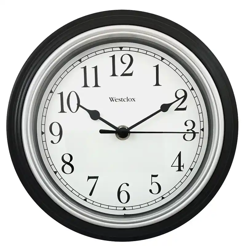 Simplicity Wall Clock, Black, 8.5-In. Round