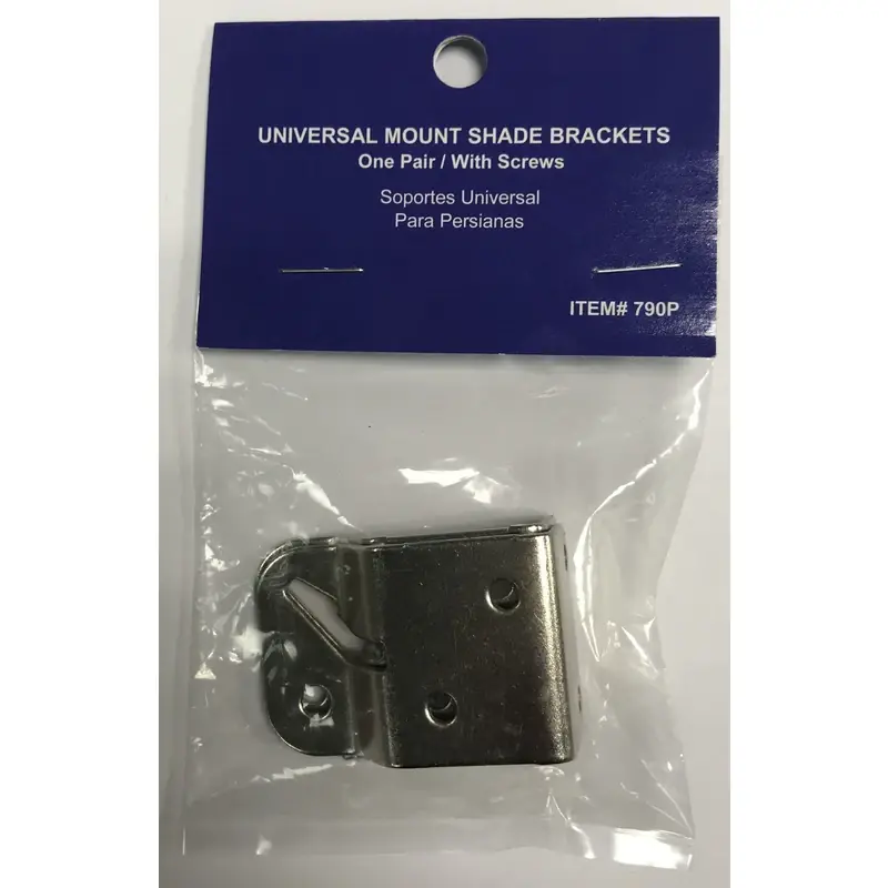 Window Shade Bracket, Universal Mount, Zinc-Plated, 1 Pair
