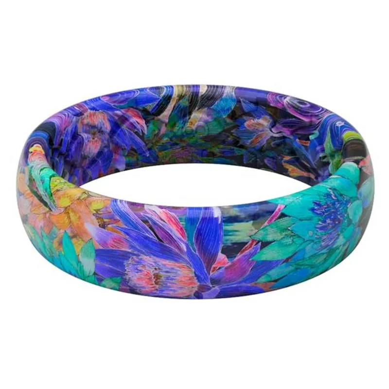 Women‘s Round Wedding Band - Water Resistant Elastomer, Multi Color, Model 6016741
