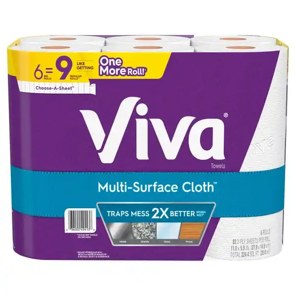 Viva Multi-Surface Cloth Paper Towels 83 Sheet 2 Ply 6 Pk