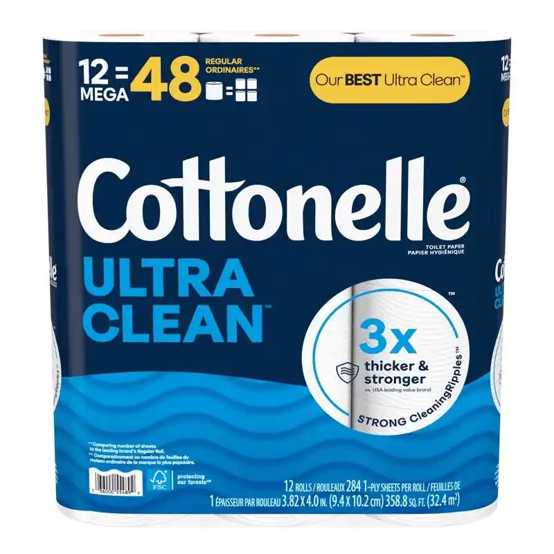 Cottonelle 12 Count Ultra Clean Care Mega Rolls Toilet Paper