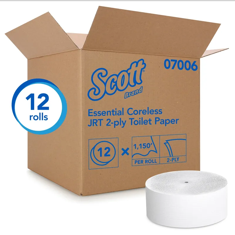 Essential Coreless Toilet Paper 12 Rolls - 2-ply, Eco-friendly, High Capacity