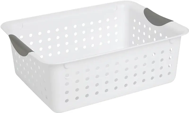 Medium Ultra Basket. White With Gray Inserts In Handles