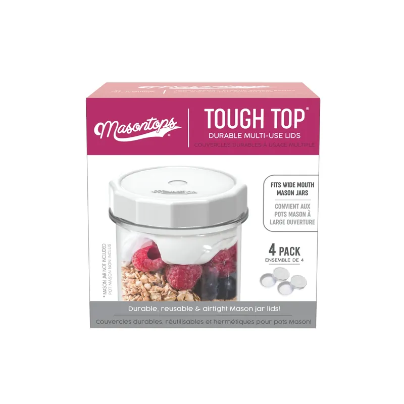 Masontops Tough Top Wide Mouth Mason Jar Lid 4 Pk