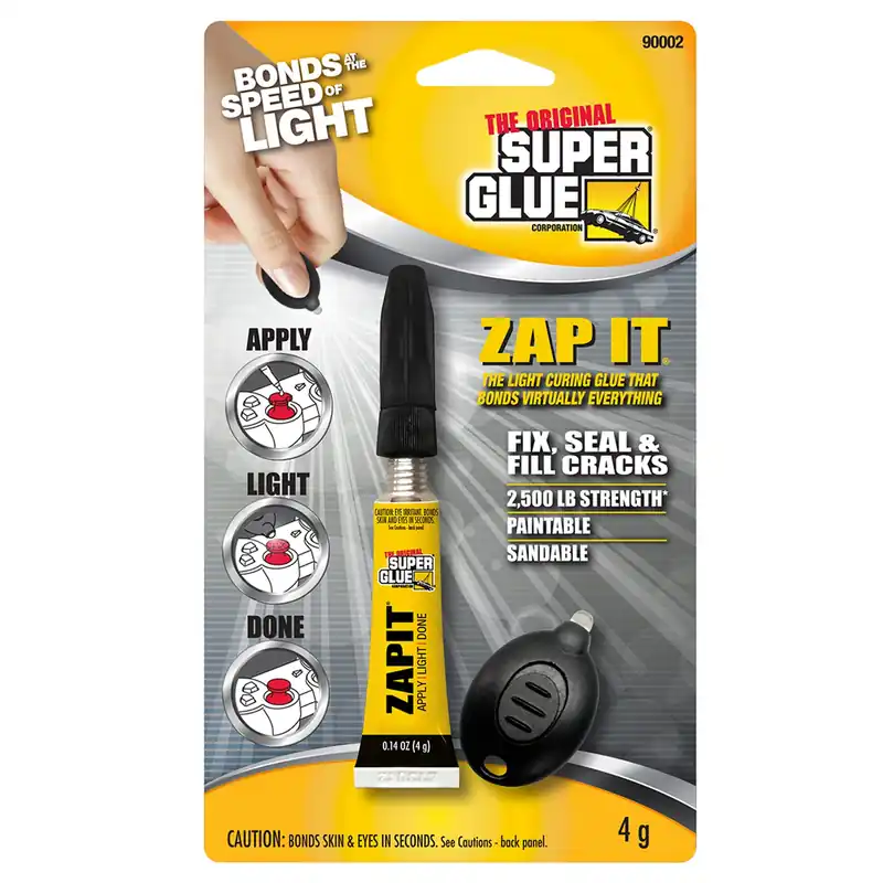 Super Glue Zap It Light Curing Glue, 4 Gram Tube With LED Light
