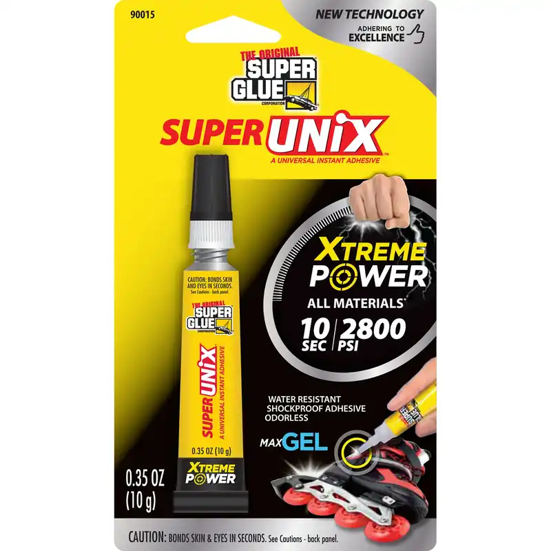 Super Glue SUPERUNIX Gel Instant Adhesive, 0.35 Oz, 10 Grams