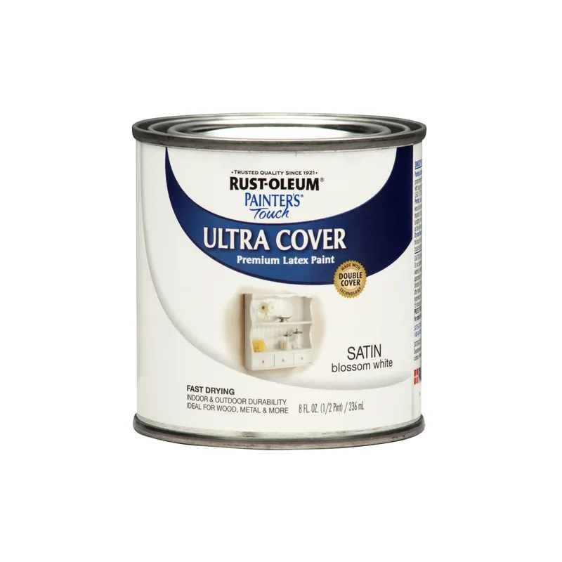 Painter‘s Touch Ultra Cover Satin Blossom White Paint 0.5 Pint Interior & Exterior