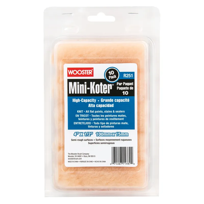 Wooster Mini-Koter Fabric 4 In. W X 1/2 In. Mini Paint Roller Cover 10 Pk