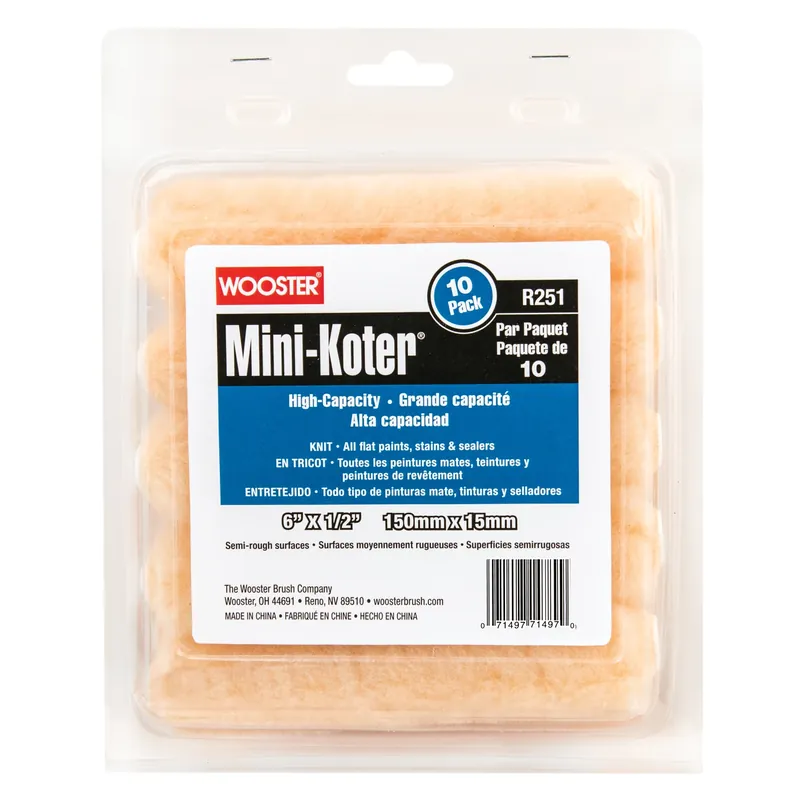Wooster Mini-Koter Fabric 6 In. W X 1/2 In. Mini Paint Roller Cover 10 Pk