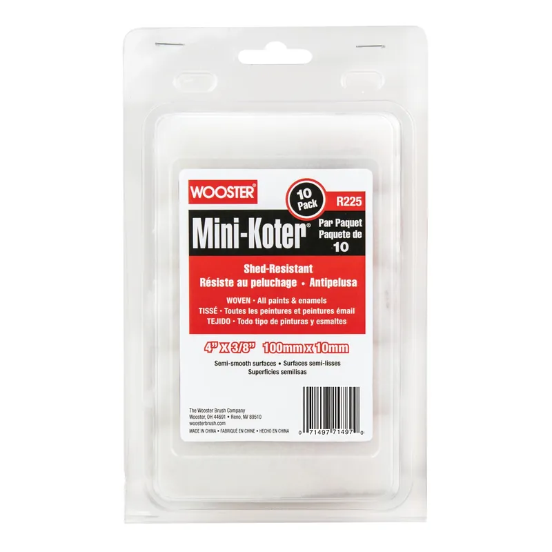 Wooster Mini-Koter Fabric 4 In. W X 3/8 In. Mini Paint Roller Cover 10 Pk