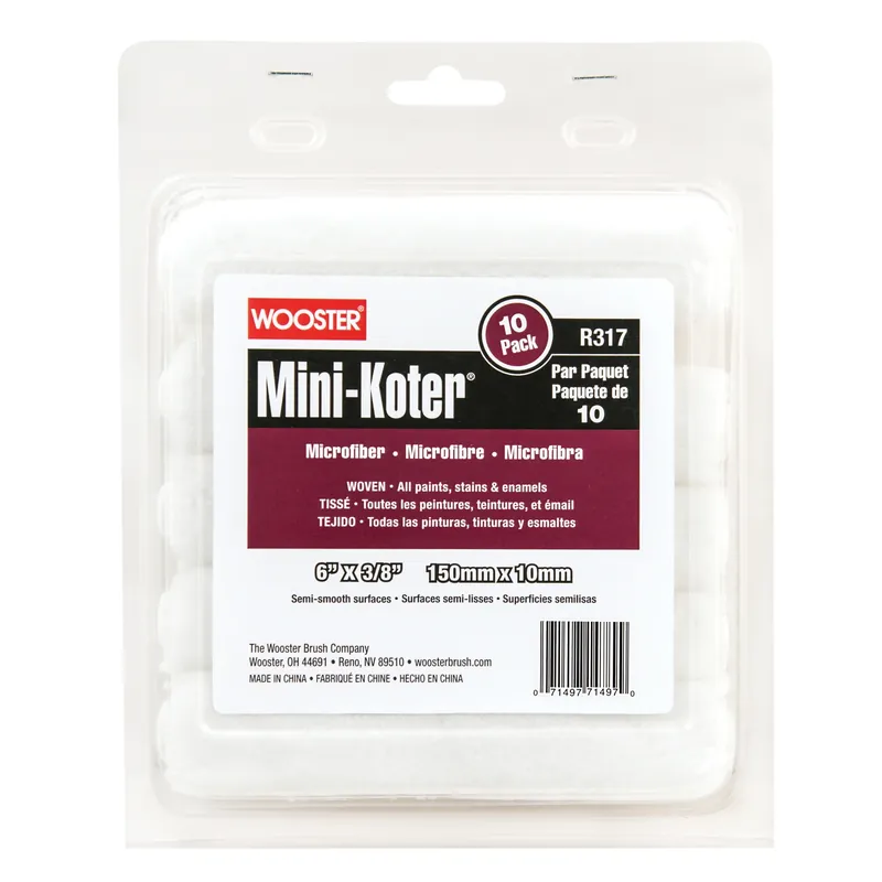Wooster Mini-Koter Microfiber 6 In. W X 3/8 In. Mini Paint Roller Cover 10 Pk