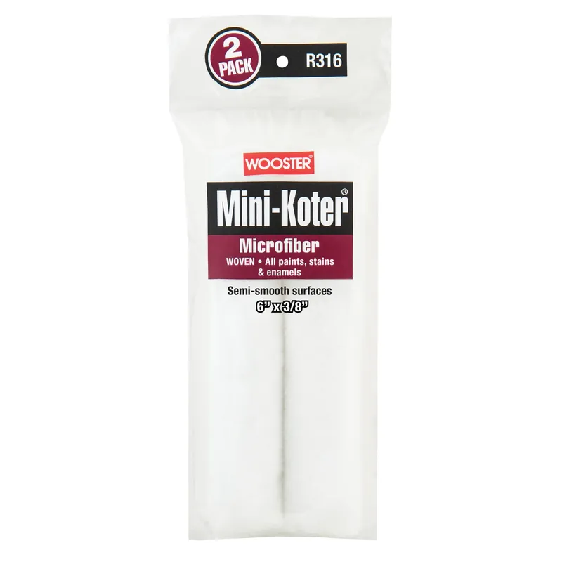 Wooster Mini-Koter Microfiber 6 In. W X 3/8 In. Mini Paint Roller Cover 2 Pk