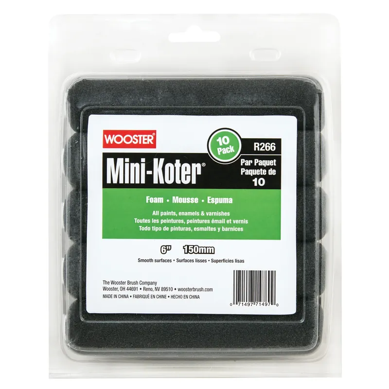 Wooster Mini-Koter Foam 6 In. W Mini Paint Roller Cover 10 Pk