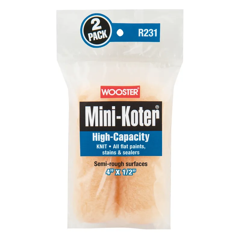Wooster Mini-Koter Fabric 4 In. W X 1/2 In. Mini Paint Roller Cover 2 Pk