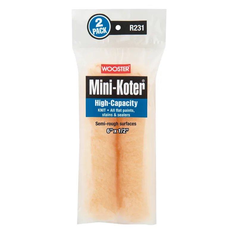 Wooster Mini-Koter Fabric 6 In. W X 1/2 In. Mini Paint Roller Cover 2 Pk