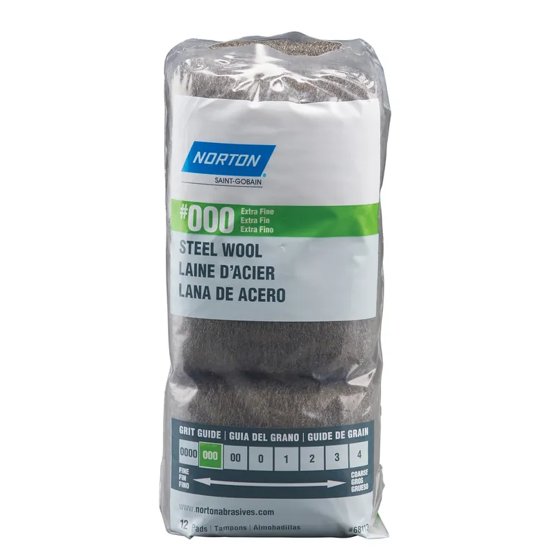 Norton 000 Grade Extra Fine Steel Wool Pad 12 Pk