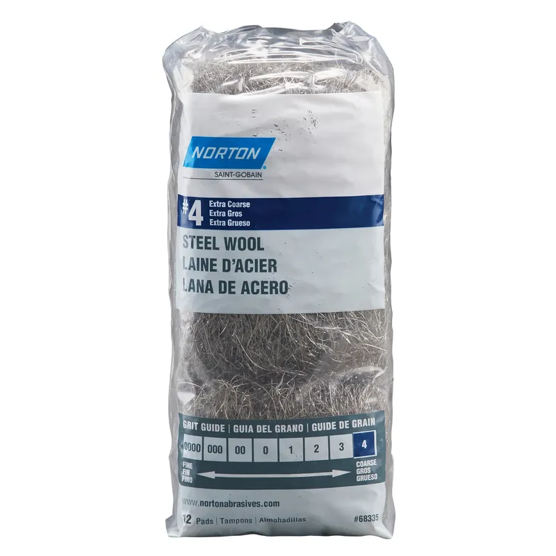 Norton 4 Grade Extra Coarse Steel Wool Pad 12 Pk