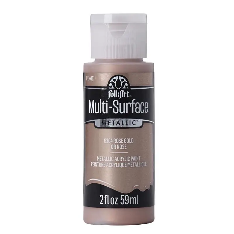 Metallic Rose Gold Hobby Paint 2 Oz - Multi-surface, Uv Resistant, Metallic Sheen