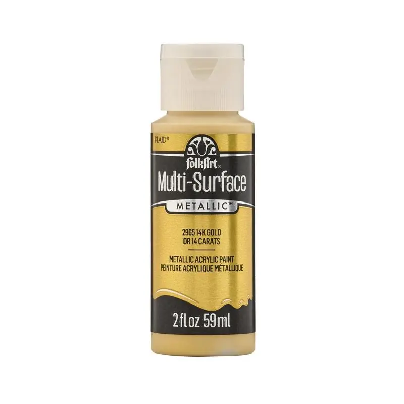 Metallic 14k Gold Hobby Paint 2 Oz - Multi-surface, Uv Resistant