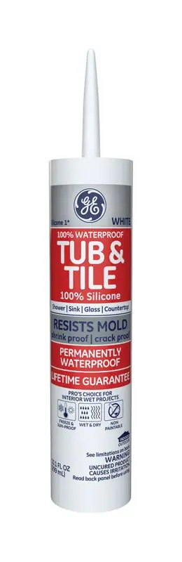 Tub & Tile Sealant, White, 10.1 Oz. Cartridge For Kitchen & Bath