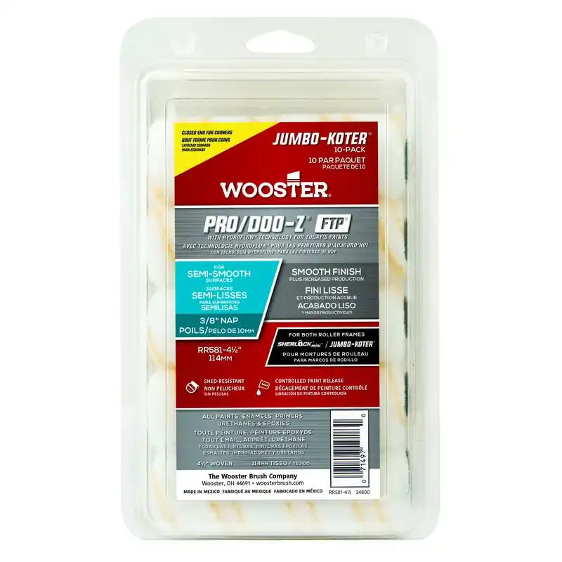 Wooster Pro/Doo-Z Fabric 4.5 In. W X 3/8 In. Jumbo Paint Roller Cover 10 Pk